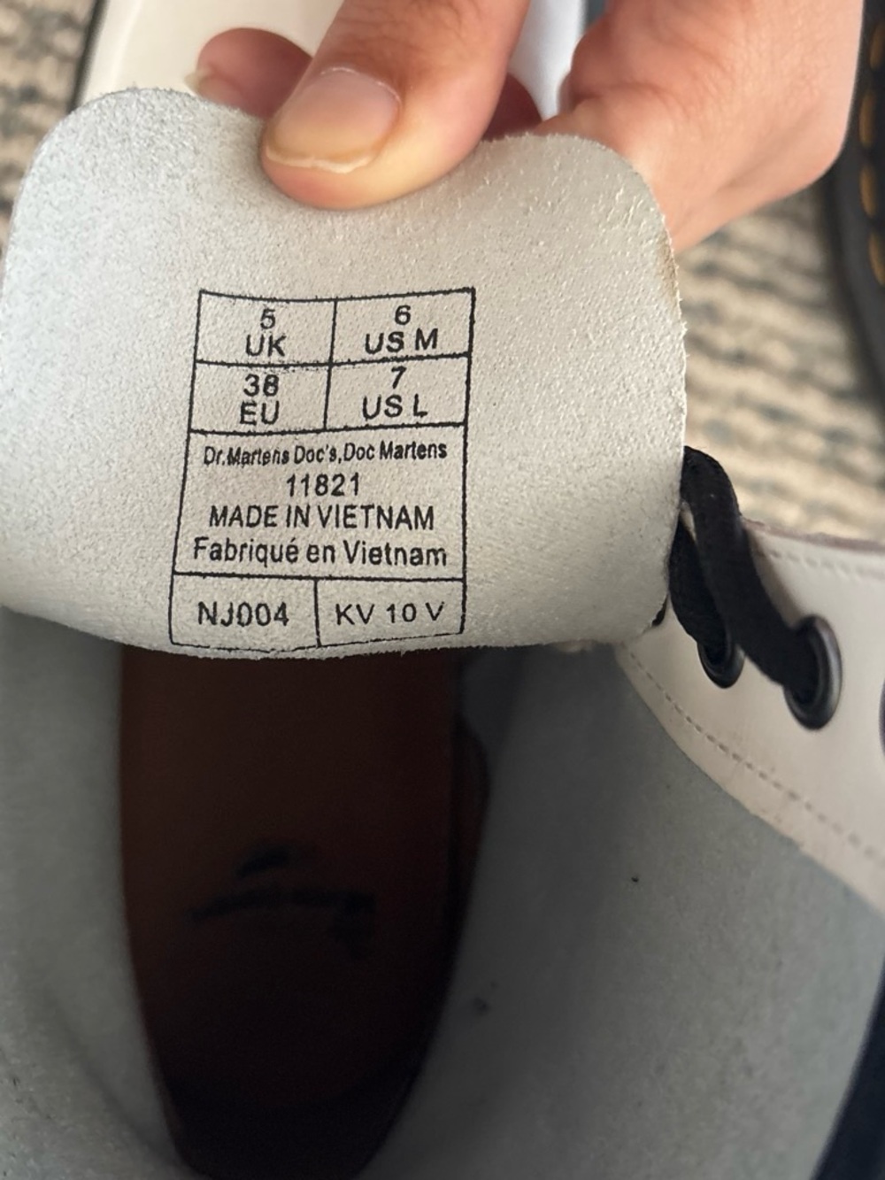 Dr. Martens White Leather Lace-Up Sneakers with Black Laces